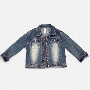 Lily Pulitzer Vintage Denim Jean Jacket with Pink Stitch B3